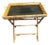 Vintage Faux Tortoiseshell Bamboo Folding Tray Table-Rattan-Butler Stand-Leather For Sale