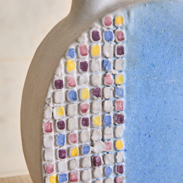 Blue Italian Terracotta Two Openings Vase by Ivo De Santis for Gli Etruschi, 1960s For Sale - Image 8 of 11