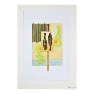 Leo Guida, Les Poissons, Original Watercolor On Paper, 1970s For Sale