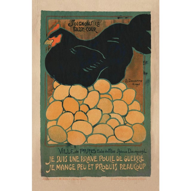 Paper Reproduction Vintage French Chicken WWI Broadside Print For Sale - Image 7 of 7