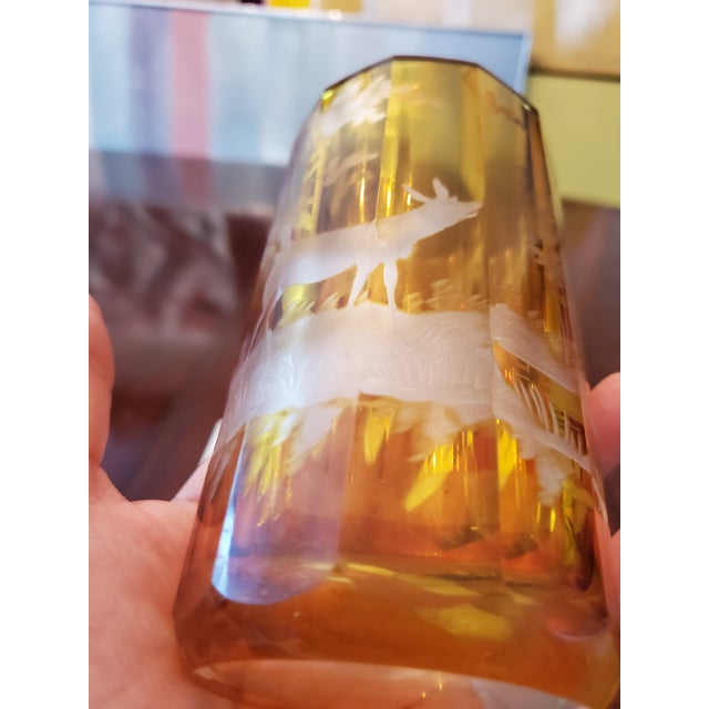 Art Nouveau Antique Bohemian Glass Moser Deer Goblet For Sale - Image 3 of 12