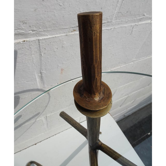 Bronze and Glass Side Table in the style of Felix Agostini, 1970s For Sale - Image 9 of 18