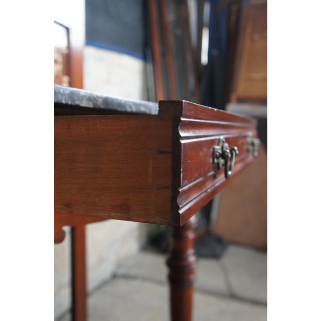 Late 19th Century Antique Arts & Crafts Mahogany Hall Tree Stand Entry Console With Marble & Mirror For Sale - Image 6 of 12