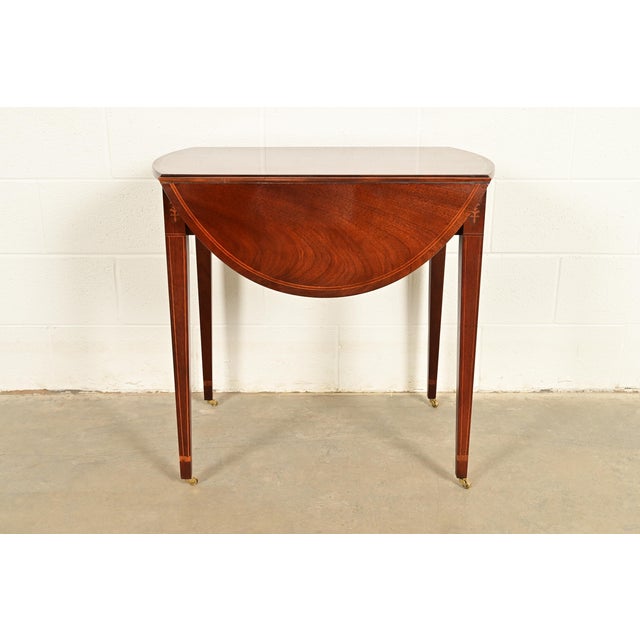 Baker Furniture Historic Charleston Georgian Inlaid Flame Mahogany Drop Leaf Pembroke Side Table For Sale - Image 15 of 17
