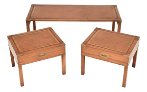 Vintage Military Campaign Nesting Tables, 1930, Set of 3