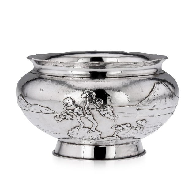 20th Century Japanese Meiji Solid Silver Fuji Mountain Bowl, 1900s For Sale - Image 18 of 18