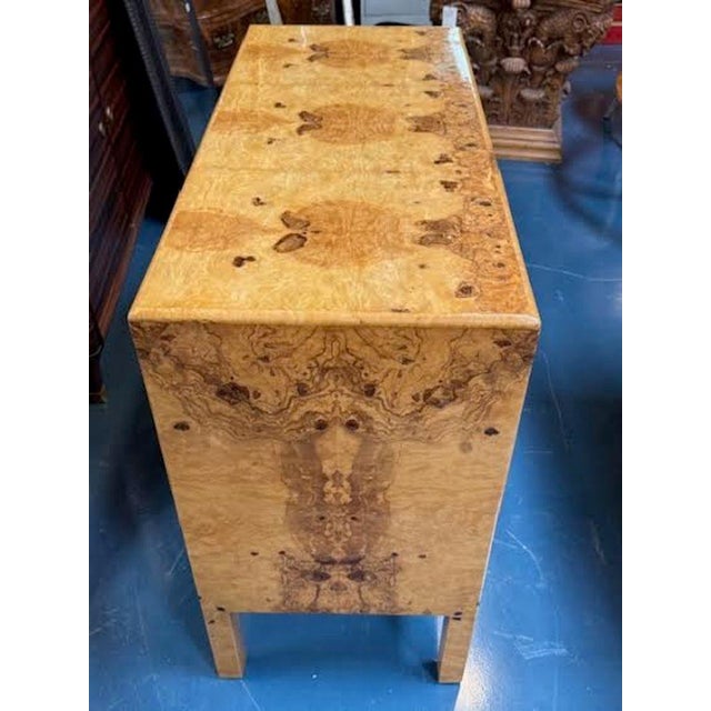 Early 21st Century Modern Burl Walnut Matched Grain Veneer Commodes For Sale - Image 5 of 5