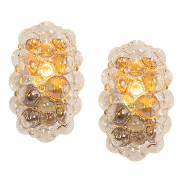Amber Bubble Glass Sconce by Helena Tynell for Limburg, Germany, 1960s For Sale