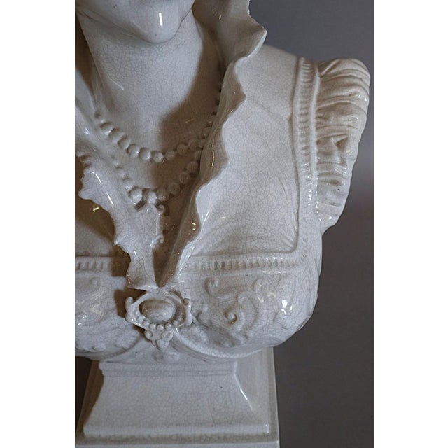 White Large Italian White Crackle Glaze Porcelain Lady Bust Sculpture, 1970s , 23 Inches Tall For Sale - Image 8 of 10