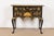 Chinoiserie Baker Furniture Style Queen Anne Chinoiserie Hand Painted Black Lacquered and Gold Gilt Dressing Table or Entry Table For Sale - Image 3 of 12