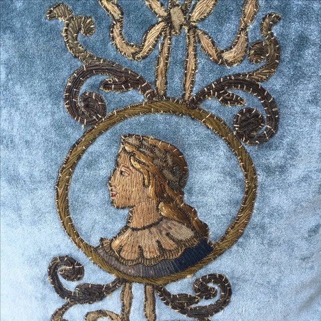 Silk Embroidered Blue Velvet Pillows A Pair Chairish