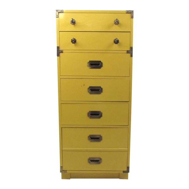 Vintage Modern Campaign Style Chest of Drawers For Sale