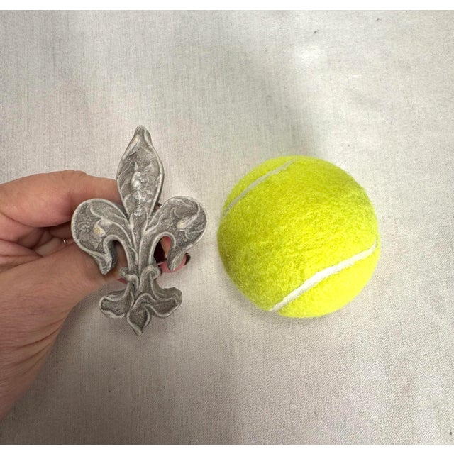 Vintage French Fleur-De-Lis Embossed Concrete Cabinetry Knobs, Set of Four For Sale - Image 12 of 12