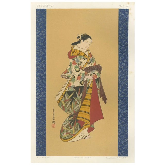 Vibrant Kimono and Serene Poise, 1882, Paper For Sale