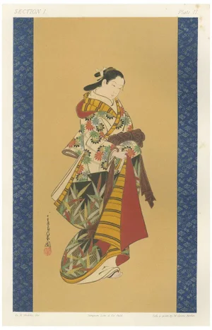 Vibrant Kimono and Serene Poise, 1882, Paper