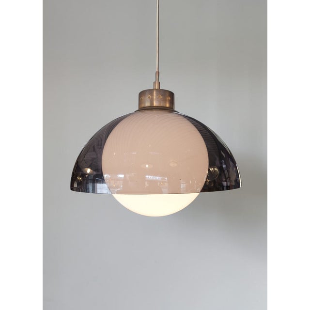 1960s Pendant Lamp in Glass, Plastic and Nickel-Plated Brass, Italy, 1960s For Sale - Image 5 of 7