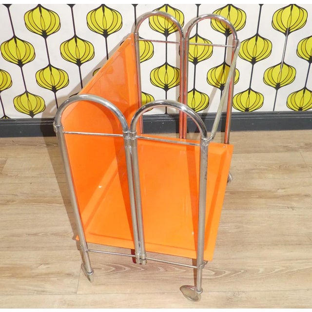 Bar Cart or Side Table in Plastic & Chrome, 1970s For Sale - Image 12 of 17