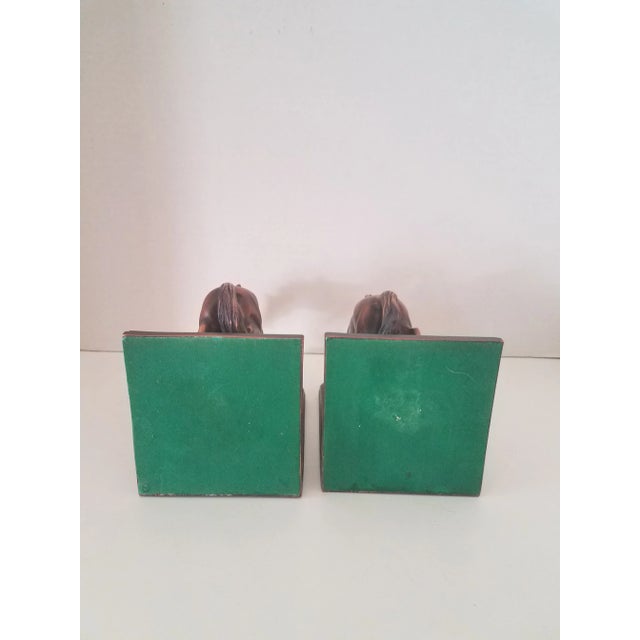 Vintage 1980s Bronzed Equine Bookends W/ Walnut Base - Set of 2 For Sale - Image 4 of 9