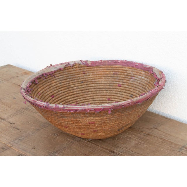 24"Dm Antique Harvest Coiled Basket For Sale In Los Angeles - Image 6 of 8