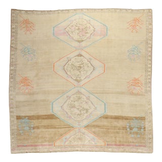 Vintage Turkish Room Size Square Rug - 10'6" x 11'9" For Sale