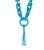 Teal Blue Turquoise Round Fancy Beads Long Tie Unique Tassel Statement Necklace Width of Necklace: 18mm Length of...