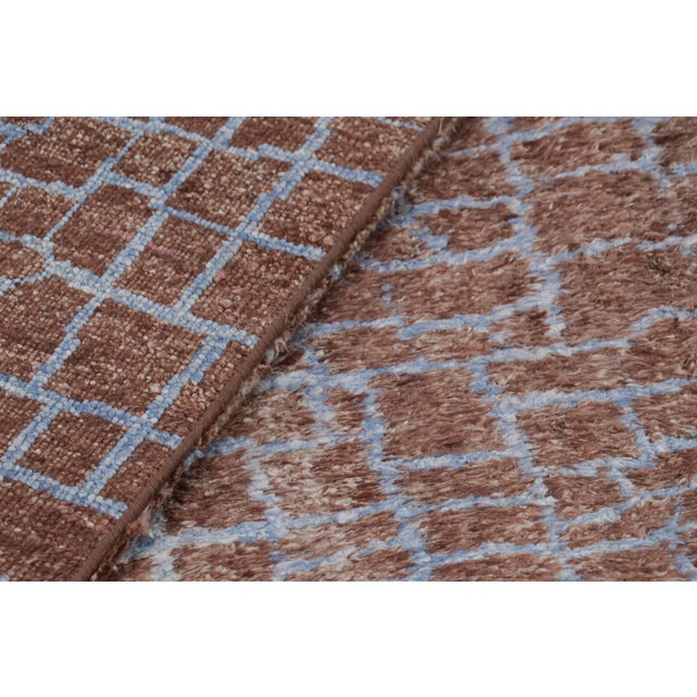 Brown Rug & Kilim’s Modern Rug in Brown With Blue Geometric Patterns For Sale - Image 8 of 8