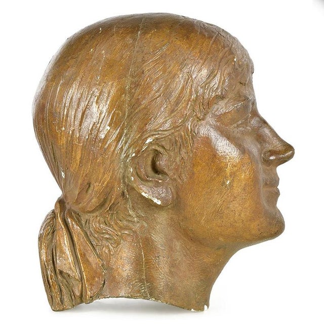 Head of a Woman in Patinated Plaster For Sale - Image 4 of 8