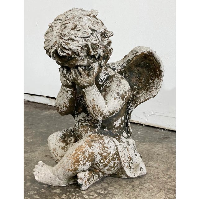 Vintage Concrete Angel Garden Ornament Chairish