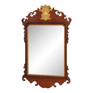 Colonial Williamsburg Chippendale Style Burl Walnut Wall Mirror For Sale