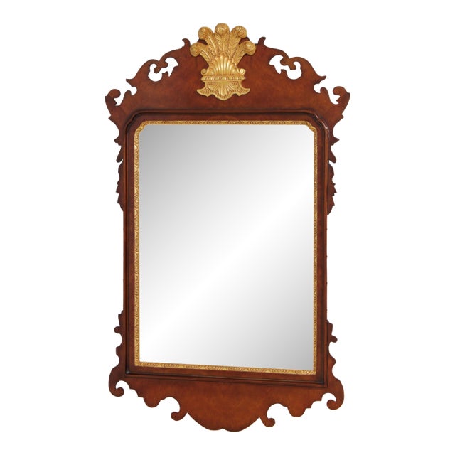 Colonial Williamsburg Chippendale Style Burl Walnut Wall Mirror For Sale