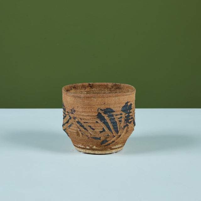 Black Stoneware Table Planter with Black Glaze For Sale - Image 8 of 13