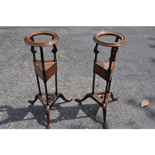 Pair of Antique Georgian Mahogany Shaving Stands / Plant Stands | Chairish