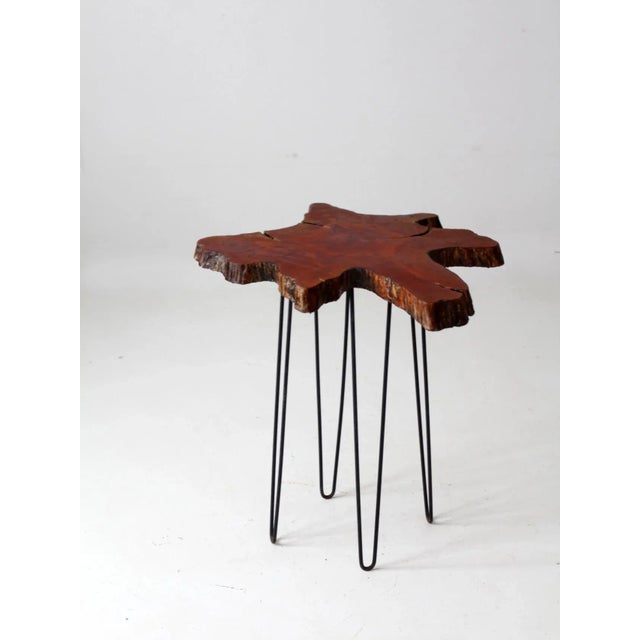 Mid Century Live Edge Wood Side Table For Sale - Image 13 of 13