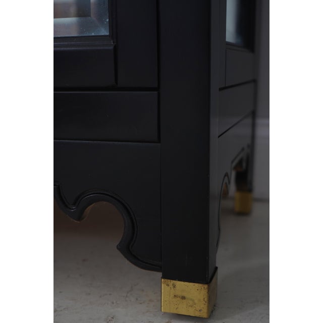 Ebonized Black Chinoiserie Style Curio Display Cabinet For Sale - Image 9 of 15