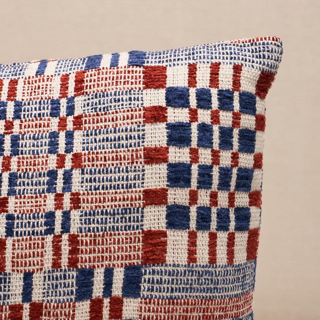 This pillow features Brimfield with a knife edge finish. Inspired by a vintage textile we found at the famed Brimfield...