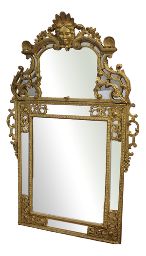 Regency Period Mirror in Carved and Gilded Wood, 1700s