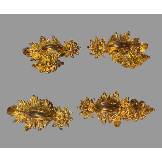 Set of 4 Ornate Antique Victorian Gilt Cast Metal Curtain Tiebacks For Sale - Image 9 of 10