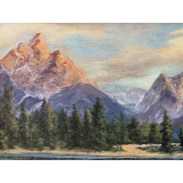 1960s Original 1968 Mountain Landscape Oil on Board by Lillian Lewis For Sale - Image 5 of 11