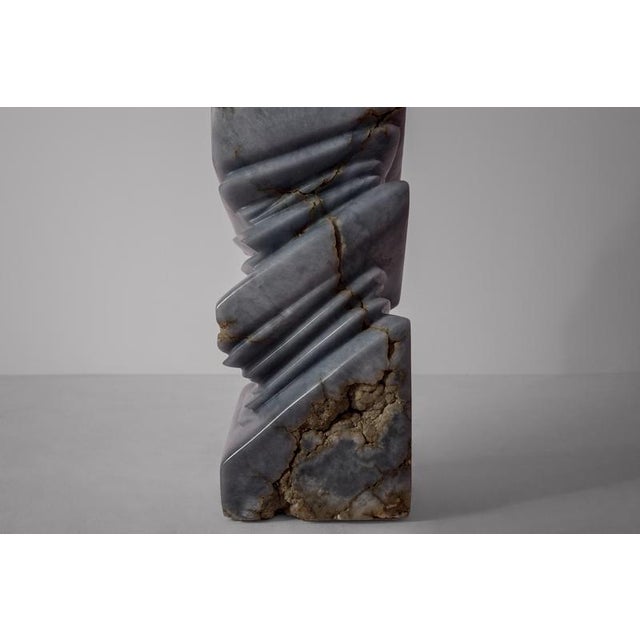 Contemporary Lapiaz Sculptural Candleholder in Blue Alabaster by Amarist Studio For Sale - Image 3 of 12