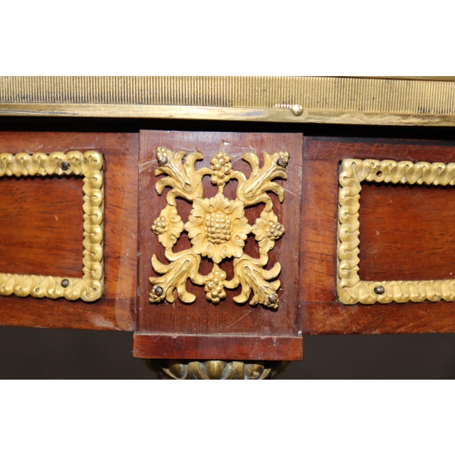19th C French Louis XVI Bronze Ormolu Mounted and Malachite Top End Table For Sale - Image 12 of 15
