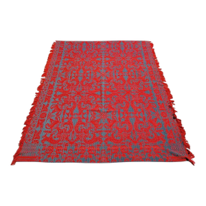 19thc Red & Blue Dated 1860 Coverlet From Pa.
