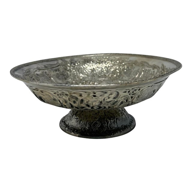 Antique Derby Silver Plate Company Footed Bowl Cherubs and Farming Design #762 For Sale