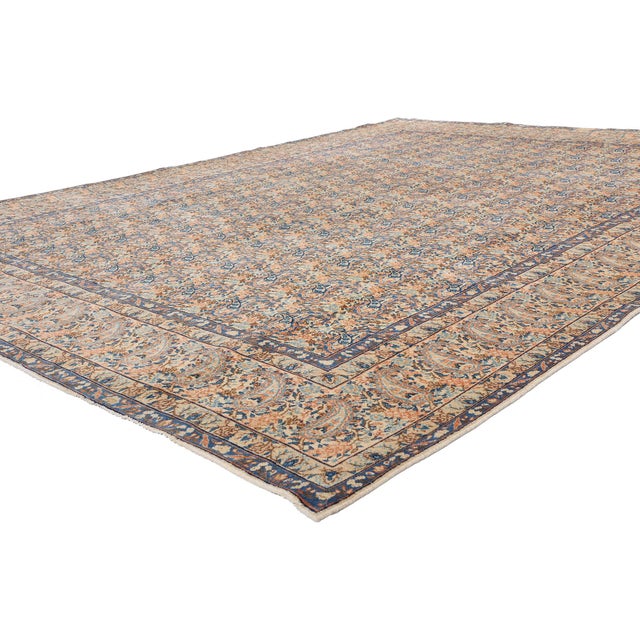 61525 Antique Persian Kashan Rug, 08'04 x 11'03. The Whispered Boteh: A Signed Antique Persian Kashan Masterpiece of...