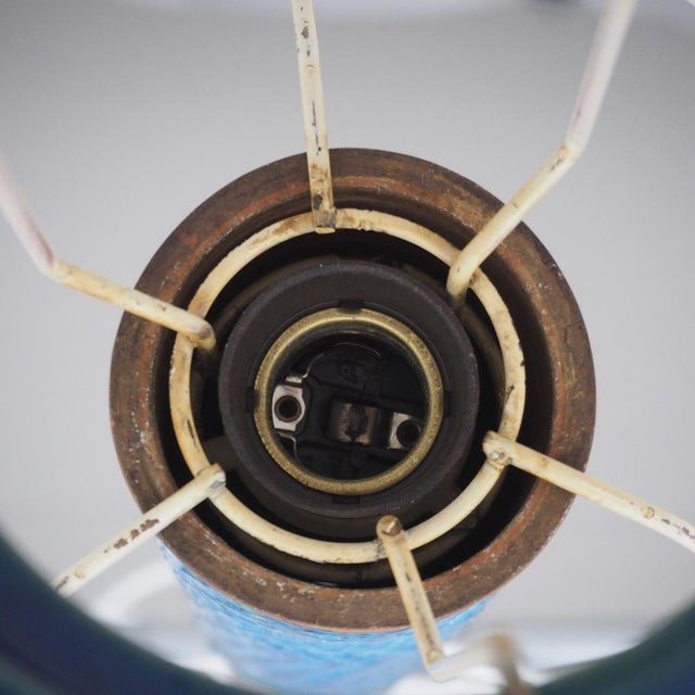 Danish Modern Blue Relief Glazed Pendant Lamp by Nils Kähler for Hak, 1960s For Sale - Image 11 of 12