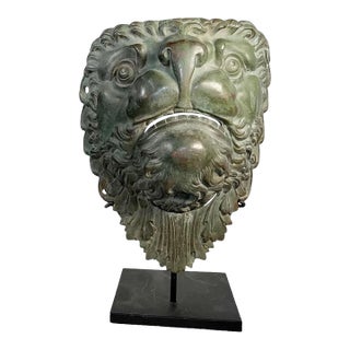 Late 19th Century Mounted French Bronze Lion Mask For Sale