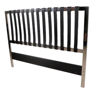 Chrome and Leather Queen Size Headboard in the Manner of Milo Baughman Ca. 1970's