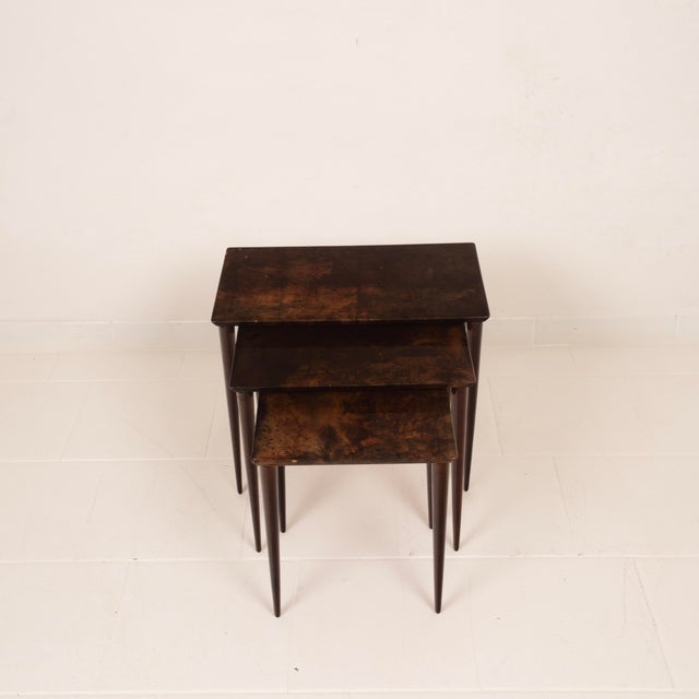 Model 764 Nesting Tables by Aldo Tura for Tura Milano, 1950, Set of 3 For Sale - Image 12 of 18