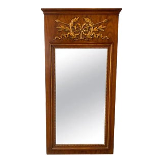 1960s, Wood Trumeau Mirror with Gilt Accents For Sale