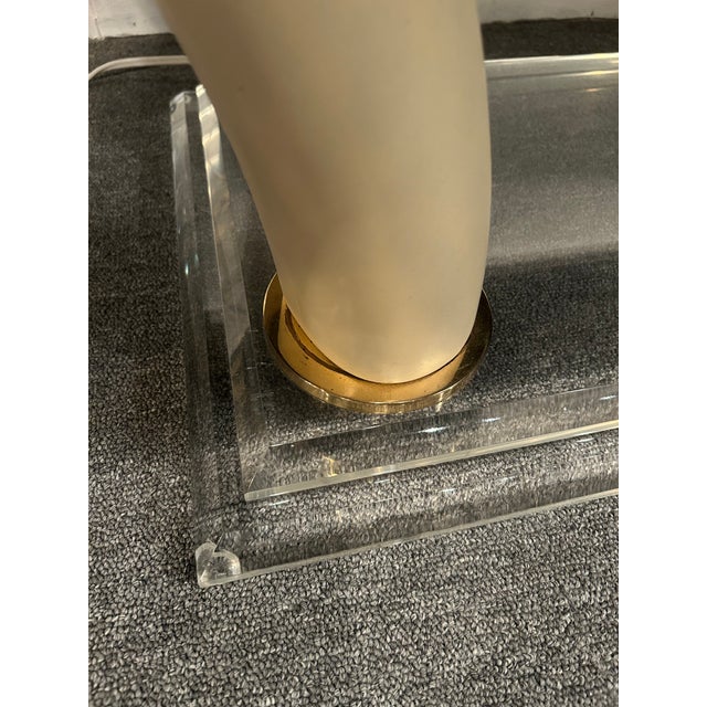 Faux Crocodile Upholstered Bench With Faux Horn & Lucite Base For Sale - Image 9 of 11