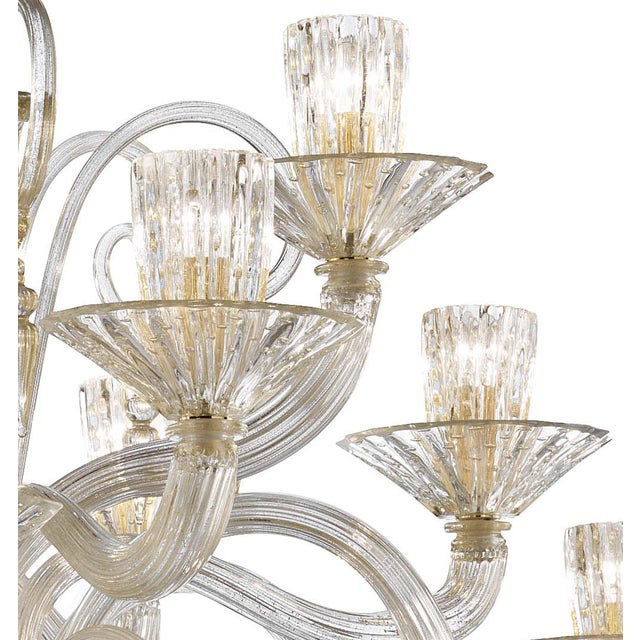 Huge Imperial Trasparent and Gold "Rigadin" Murano Glass Chandelier For Sale - Image 6 of 6